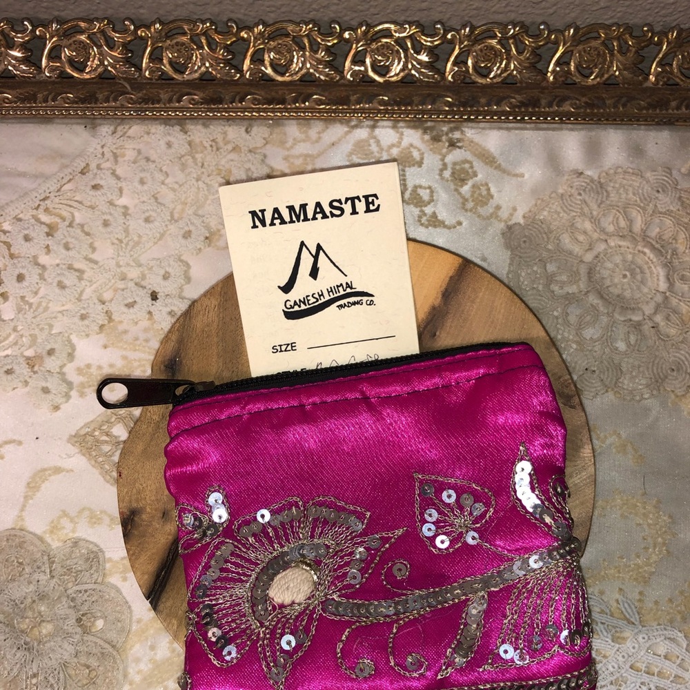 Ganesh Himal sari fabric coin purse with zipper
